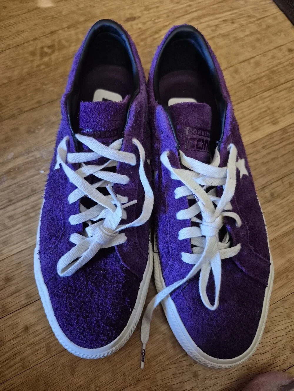 Converse Purple Suede Low Top Sneakers with White Accents